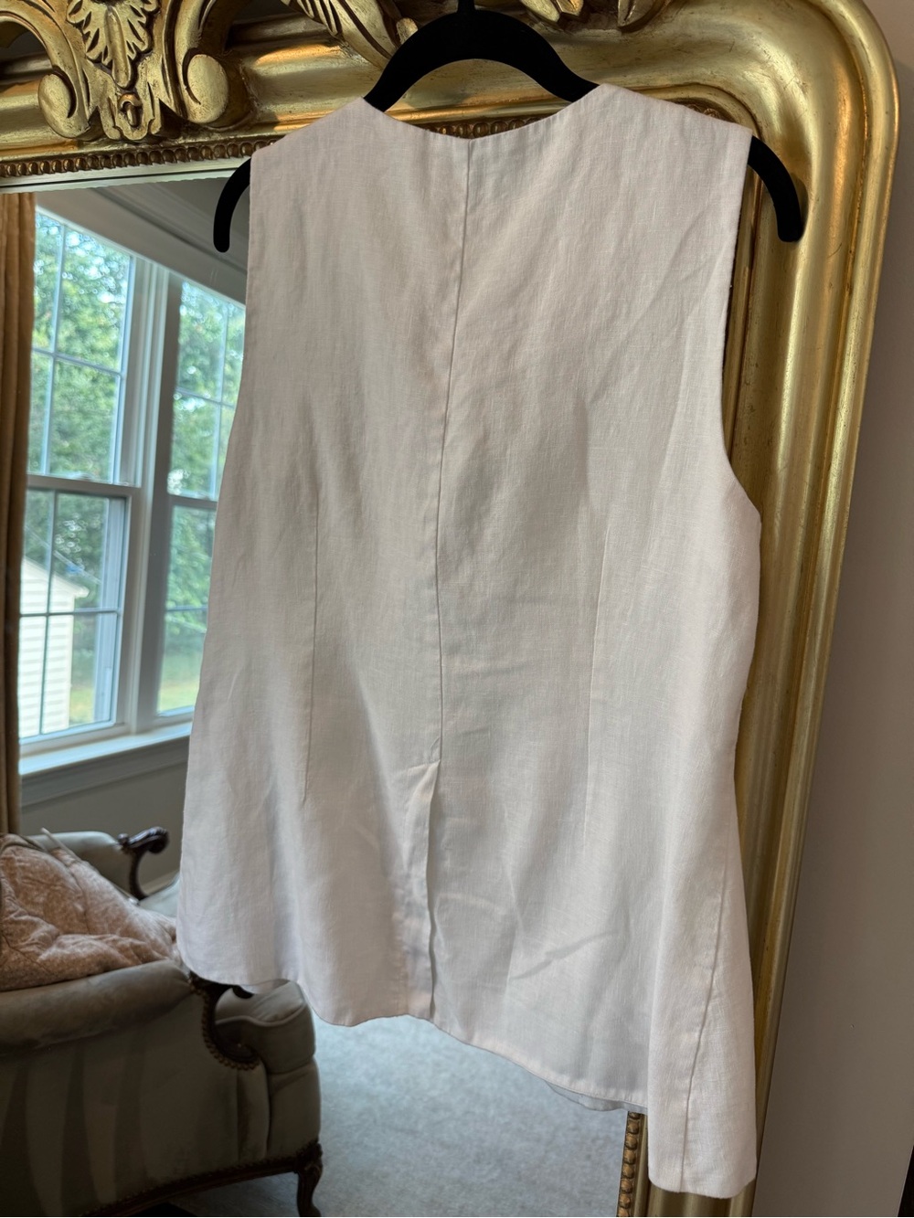 Posse White Sleeveless Linen Wrap Top with Button Detail - Picture 3 of 3